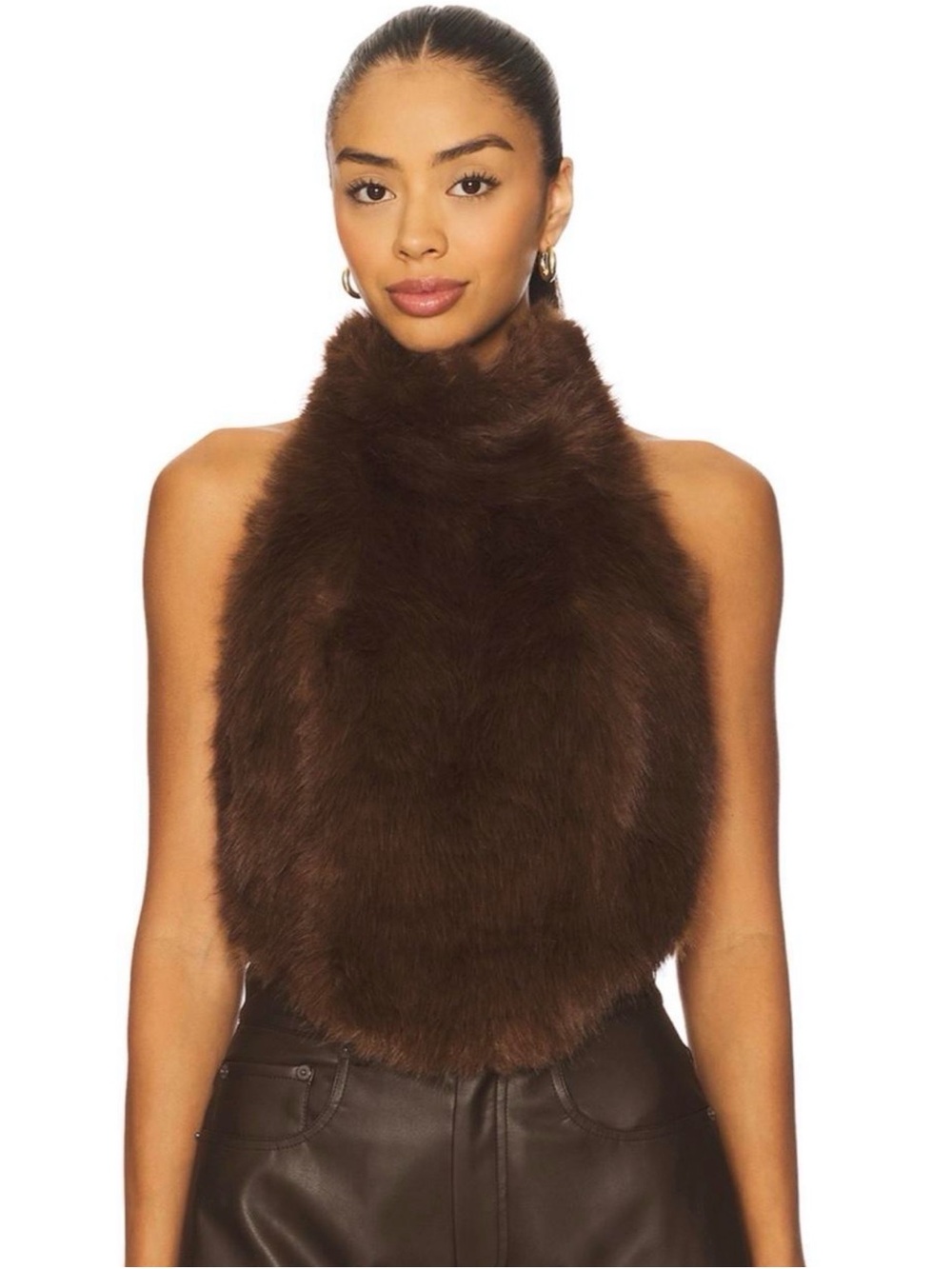 Faux Fur Brown Halter Top